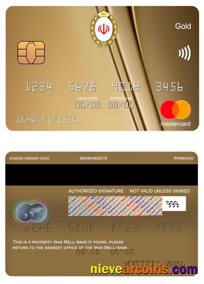 Iran Melli Bank mastercard gold